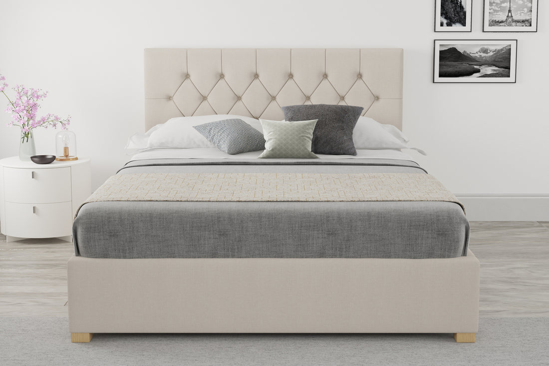 Small Double Ottoman Beds In Beige With A Memory Foam Mattress Main 