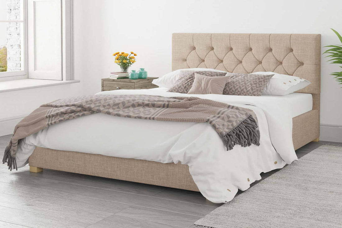 Small Double Bed Frame With A Fabric Finish Main Blog 