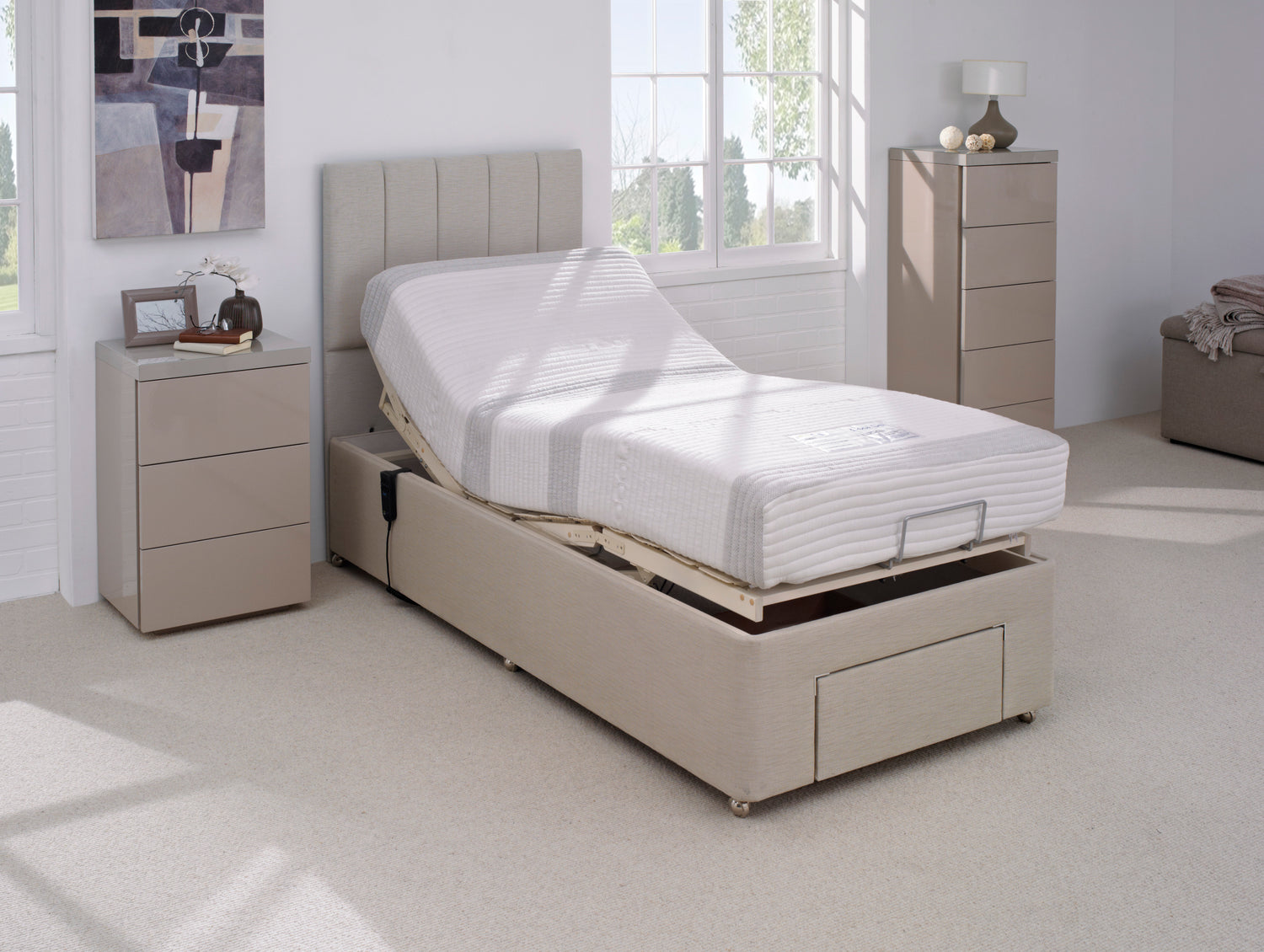 MiBed Cool Gel Ultra Adjustable Bed Up At Top And Headboard-Better Bed Company
