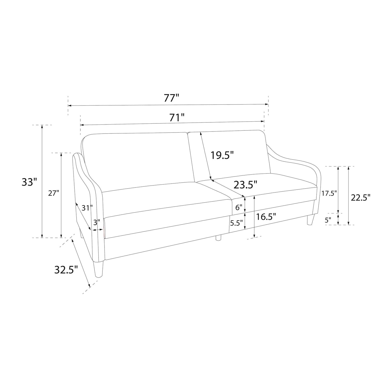 Dorel Home Jasper Sprung Sofa Bed Dimensions-Better Bed Company