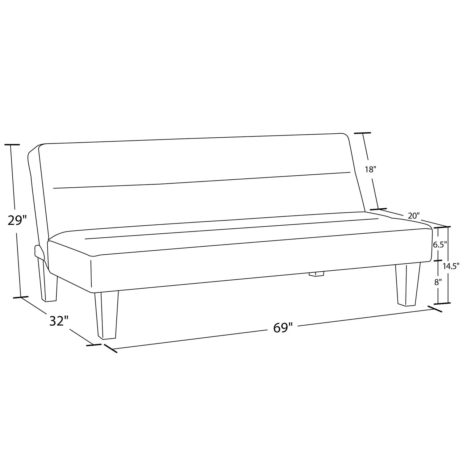 Dorel Home Kebo Futon Dimensions-Better Bed Company