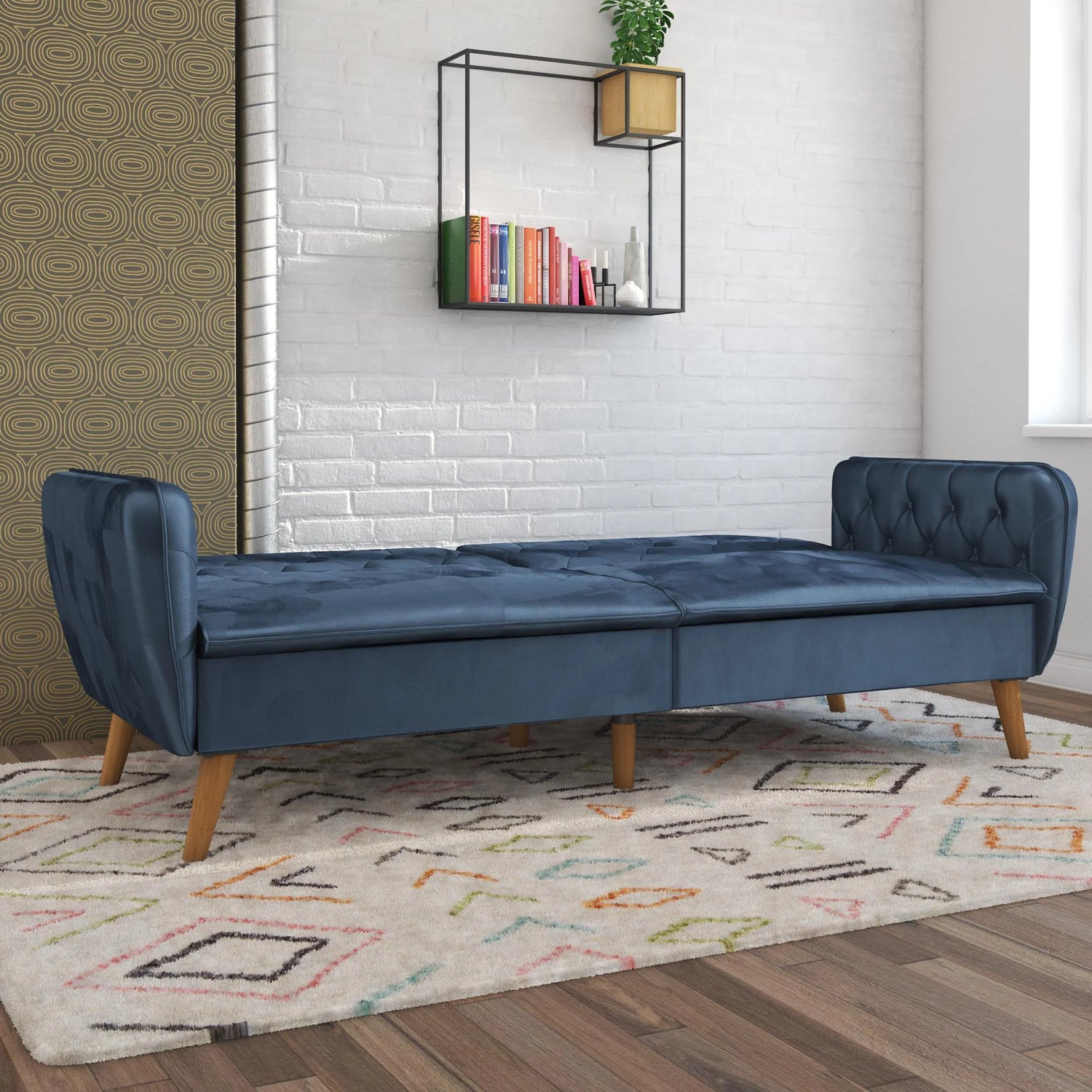 Novogratz Tallulah Memory Foam Futon Blue As Bed-Better Bed Company