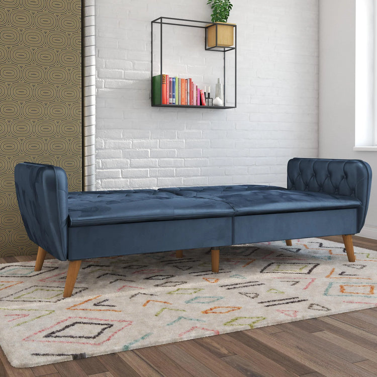 Novogratz Tallulah Memory Foam Futon Blue As Bed-Better Bed Company
