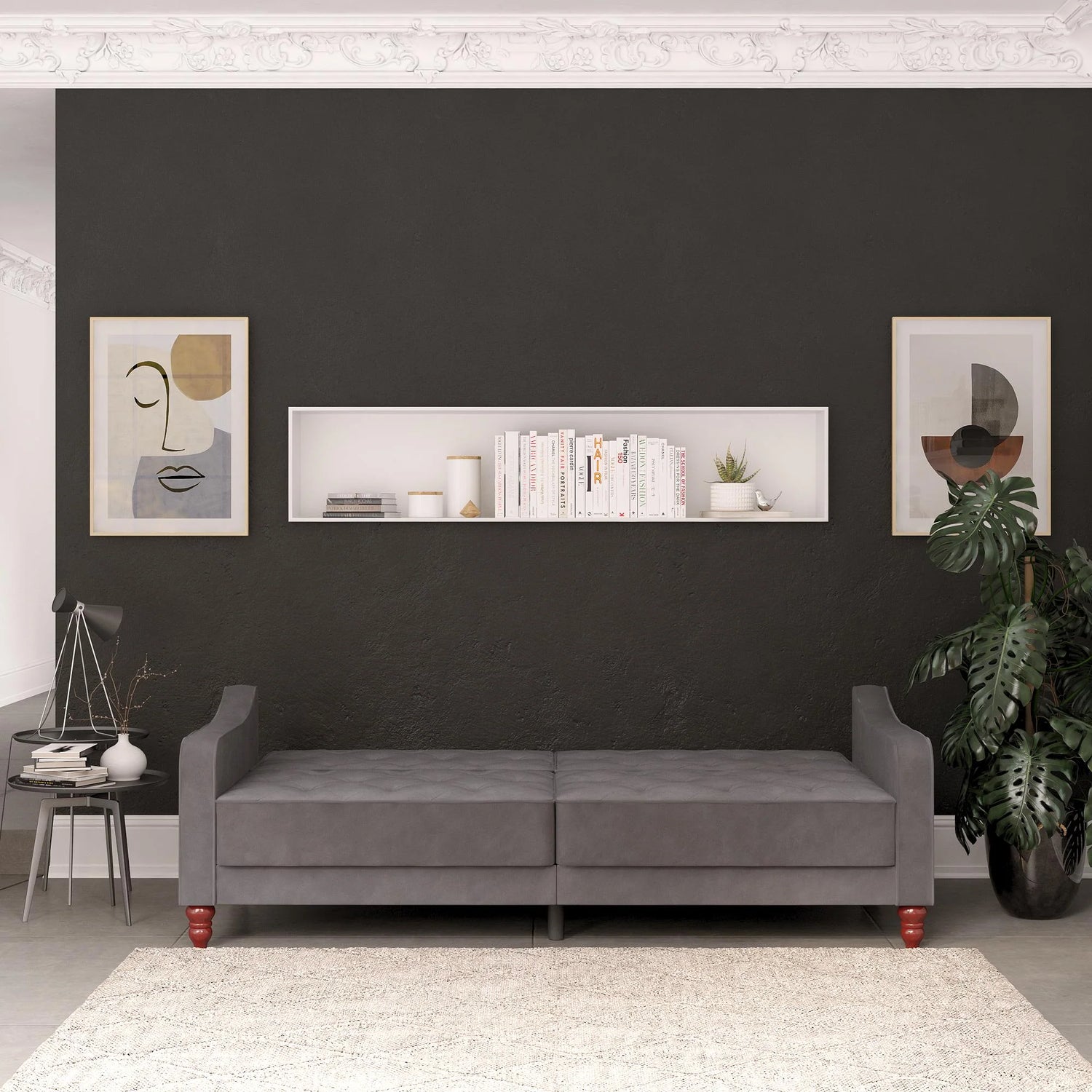 Novogratz Vintage Tufted Futon Grey Back-Better Bed Company