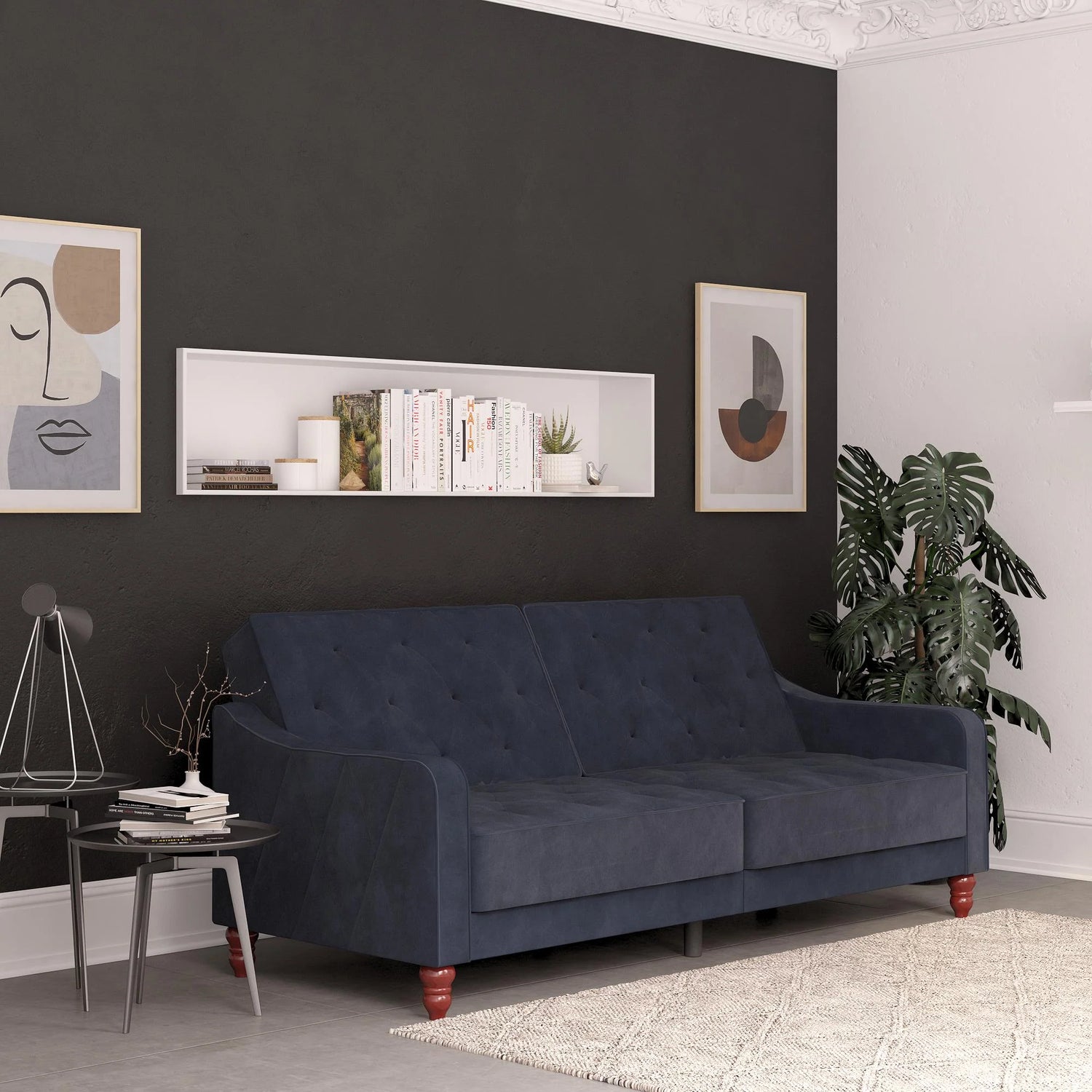 Novogratz Vintage Tufted Futon Blue-Better Bed Company