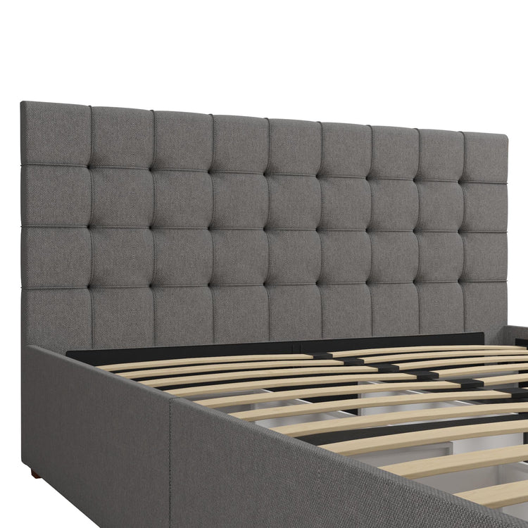 Dorel Home Cosmoliving Elizabeth Bed King Size Grey Close up view - Better Bed Company