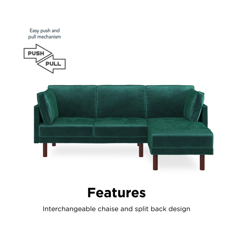 Dorel Home Clair Sprung Seat Sectional Sofa Bed Features-Better Bed Company