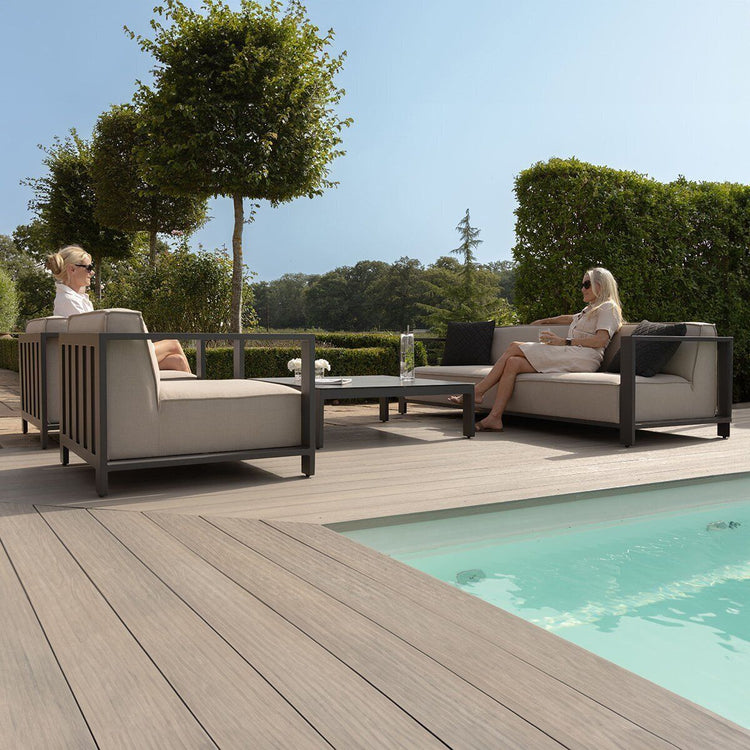 Maze Ibiza 3 Seat Sofa Set With Square Coffee Table Low View-Better Bed Company