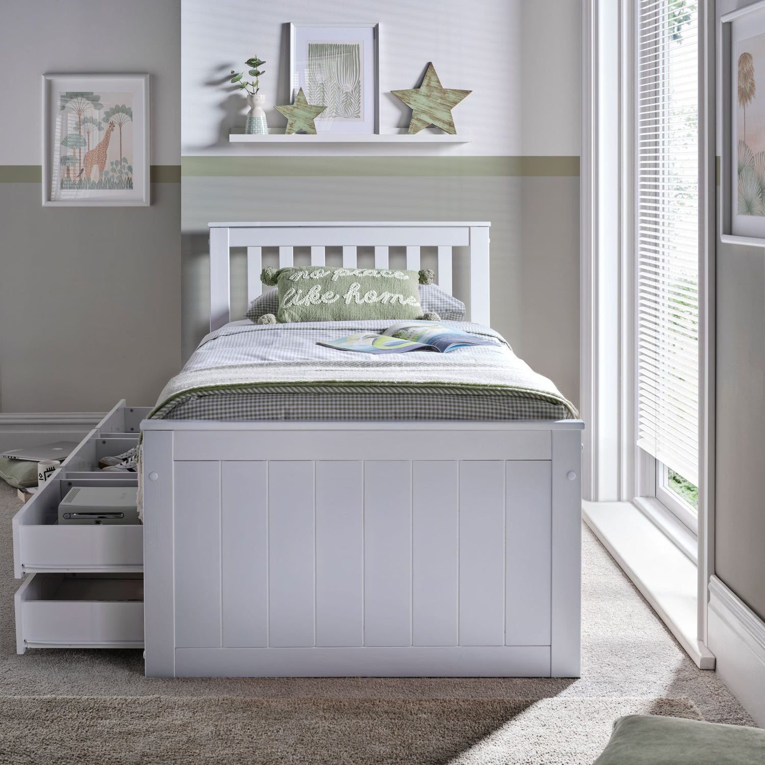 Bedmaster Nova Wooden 6 Drawer Storage Bed From Front With Drawers Open-Better Bed Company