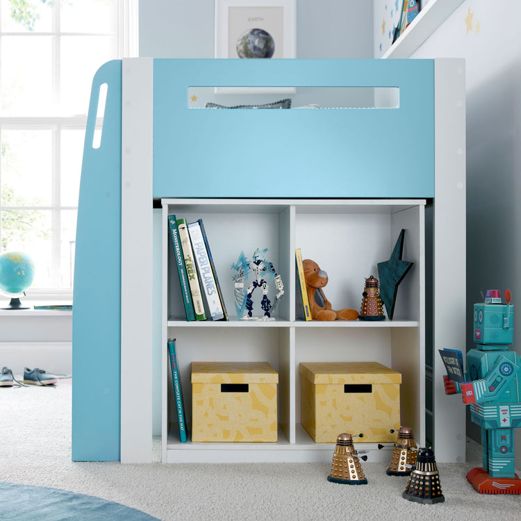 Bedmaster Lacy Midsleeper Bed Blue Shelving-Better Bed Company