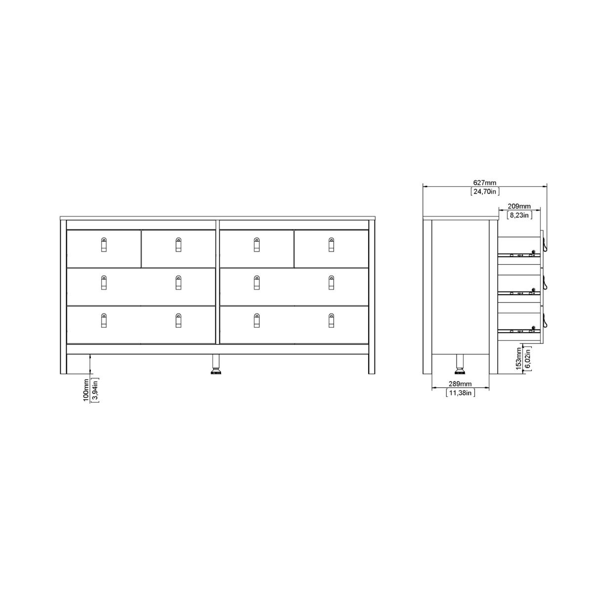 Furniture To Go Barcelona Double Dresser 4+4 Drawers Chest Dimensions-Better Bed Company