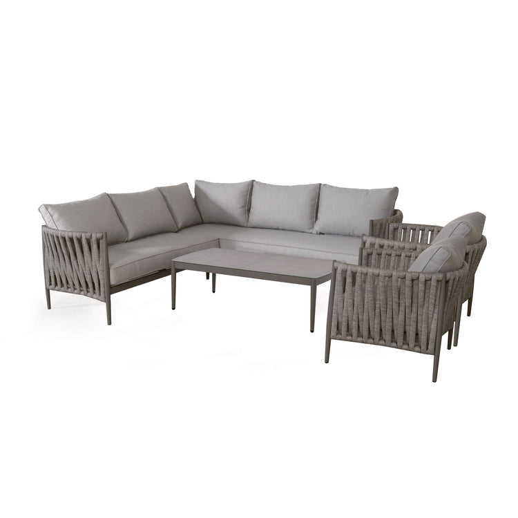 Maze Milan Rope Weave Small Corner With 2 Armchairs