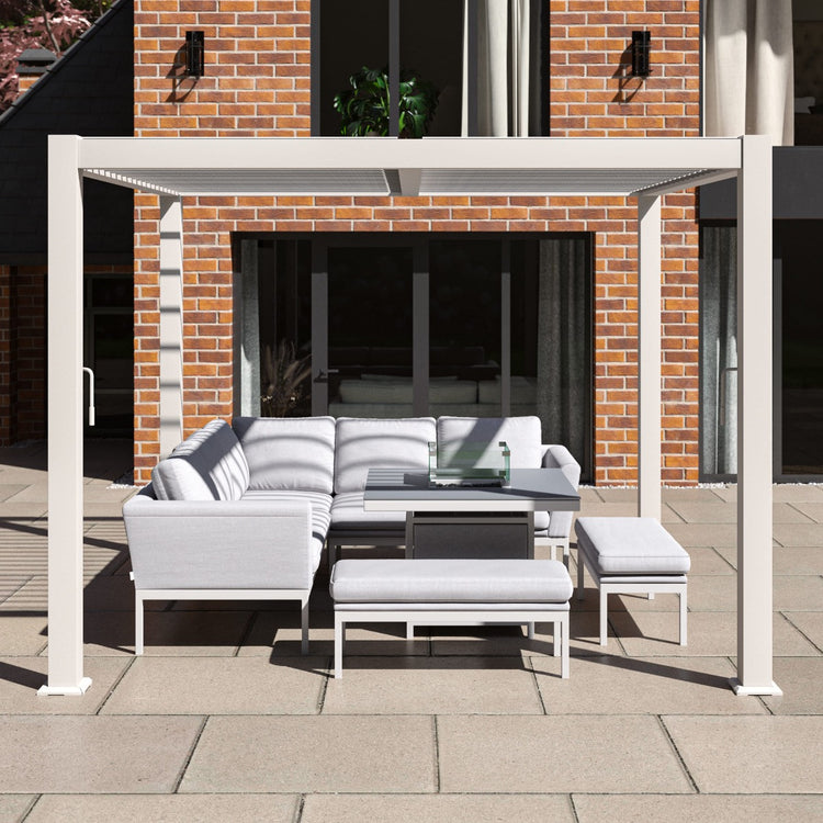 Maze Como Pergola Aluminium Square 30x30 Frame Only White-Better Bed Company