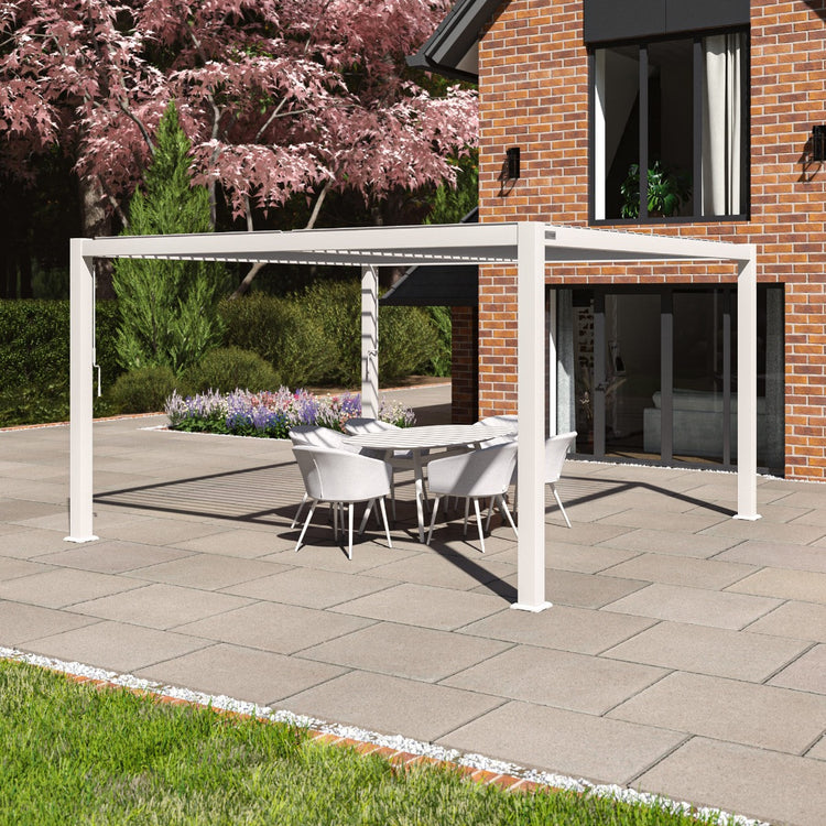 Maze Como Pergola Aluminium Square 40x40 Frame Only White With Furniture-Better Bed Company