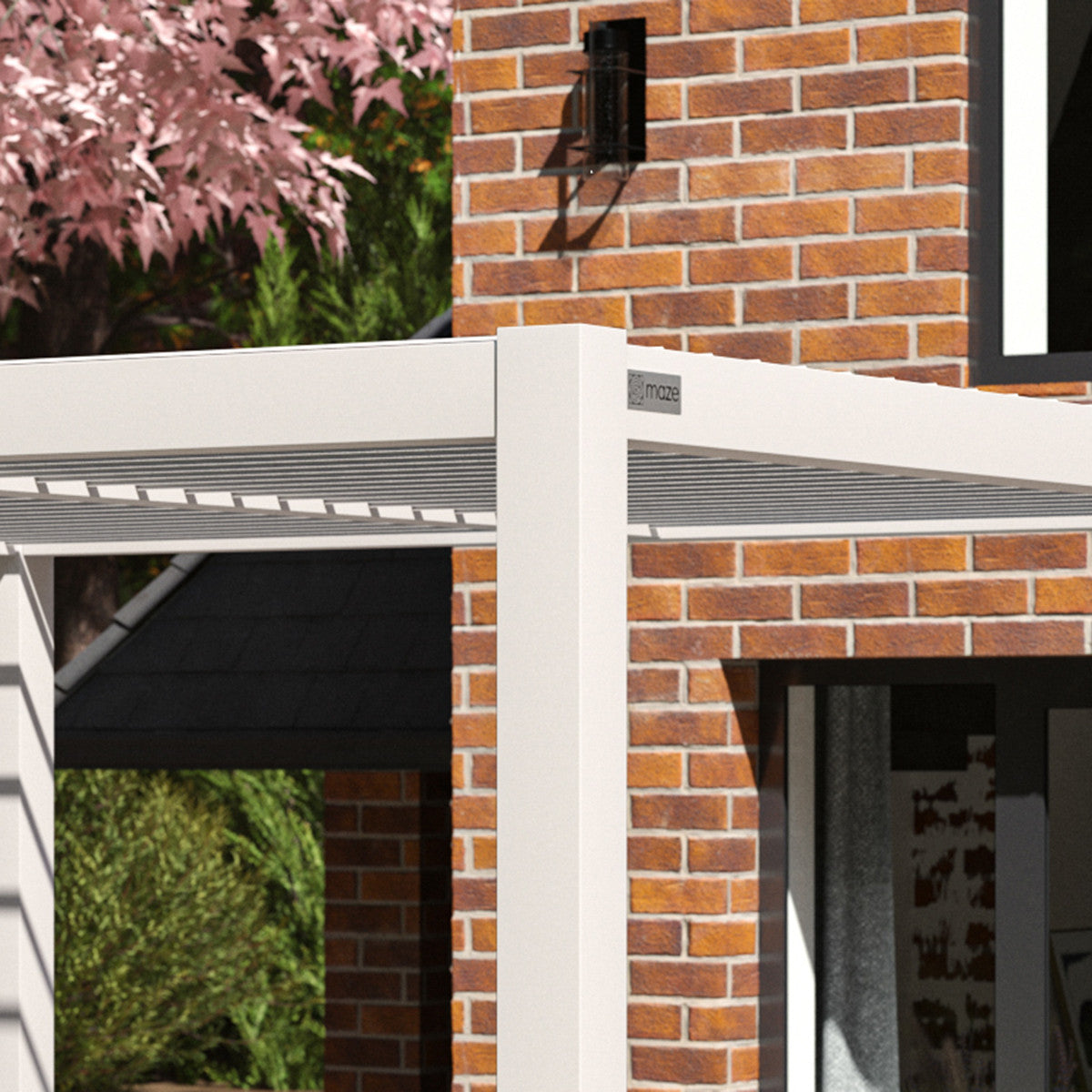 Maze Como Pergola Aluminium Square 40x40 Frame Only White Badge-Better Bed Company