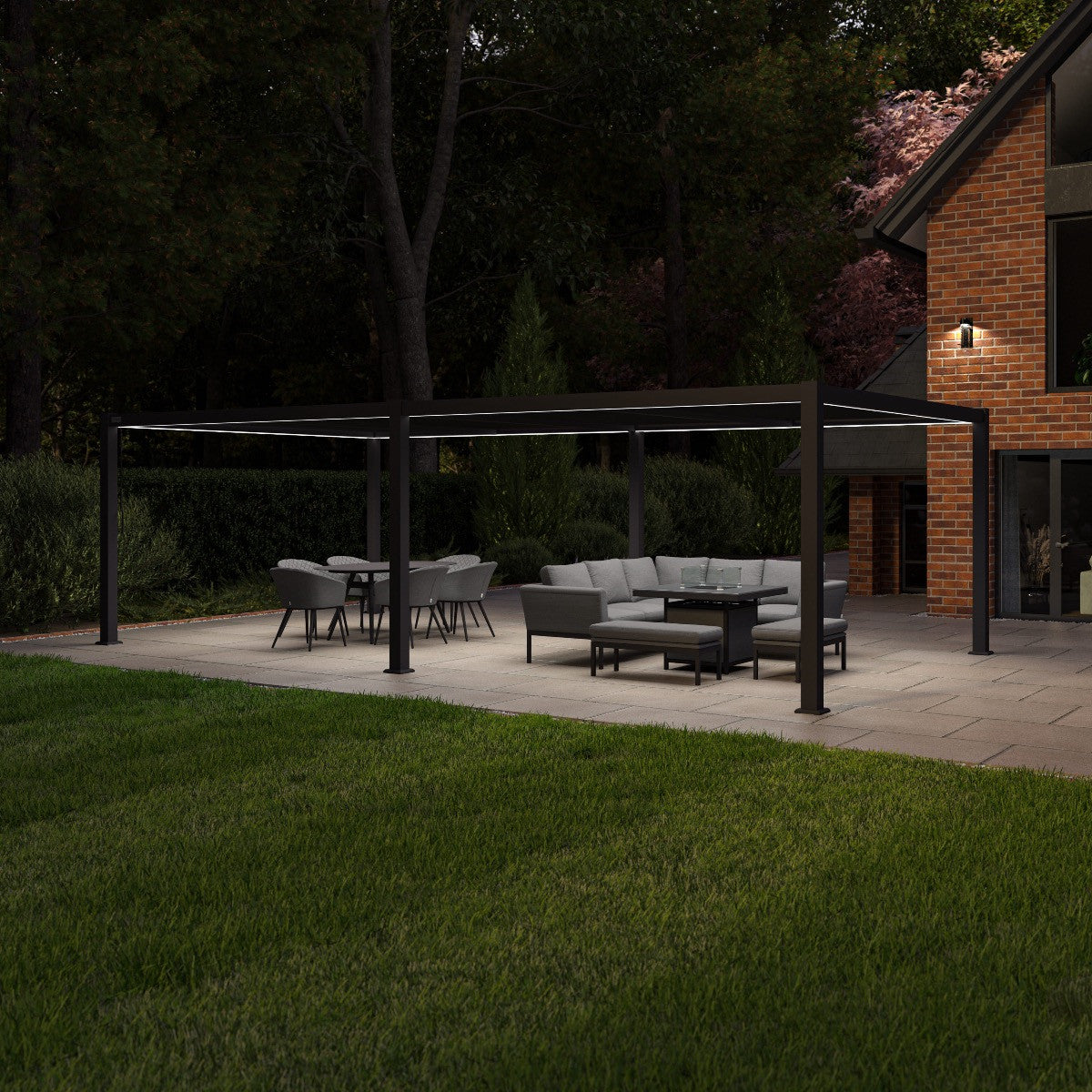 Maze Como Pergola Aluminium 78x40 Frame Only Lights On-Better Bed Company