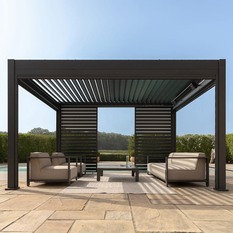 Maze Eden Pergola Aluminium Rectangular 4Mx4M Frame Only From Front-Better Bed Company