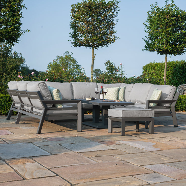 New York U-shaped Sofa Set With Rising Table Dove Grey From Side-Better Bed Company