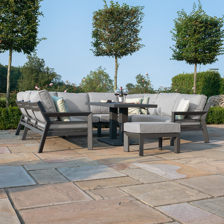 New York U-shaped Sofa Set With Rising Table Dove Grey-Better Bed Company