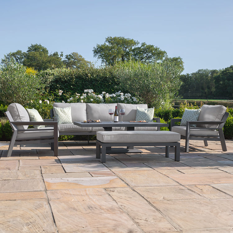 Maze New York 3 Seat Sofa Set With Rising Table Dove Grey From Side-Better Bed Company