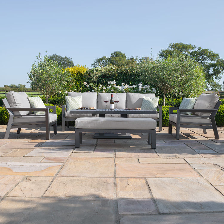 Maze New York 3 Seat Sofa Set With Rising Table Dove Grey From Other Side-Better Bed Company