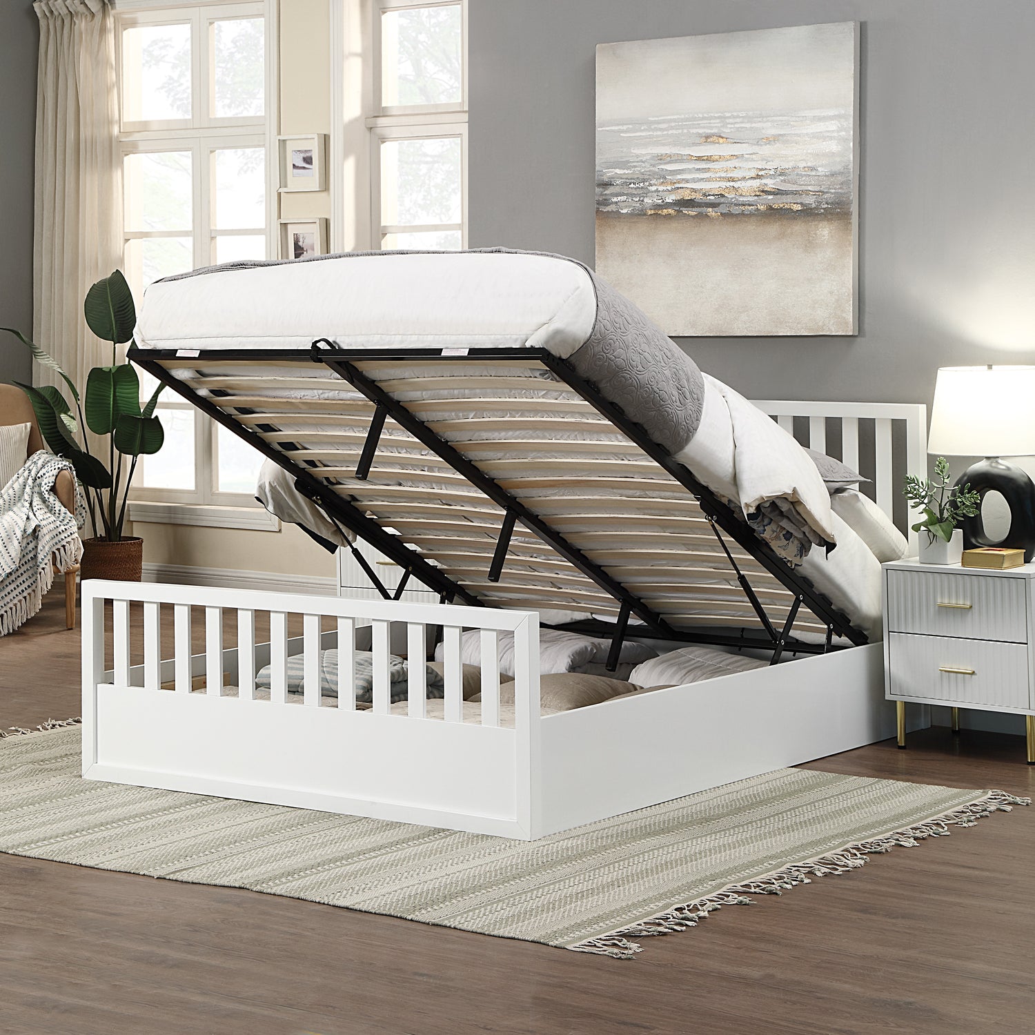 Flintshire Alyn Wooden Ottoman Bed-White-Better Bed Company