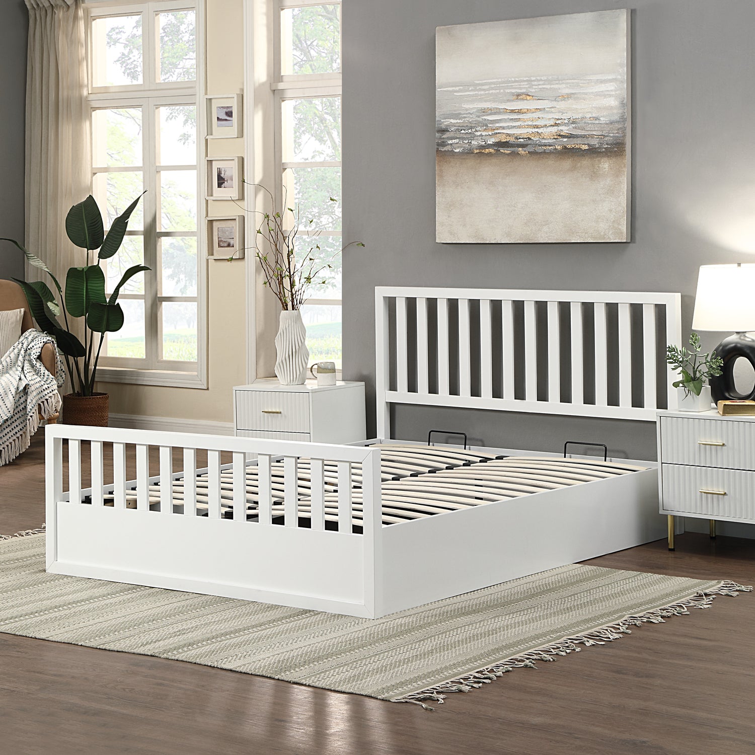 Flintshire Alyn Wooden Ottoman Bed-White-Better Bed Company