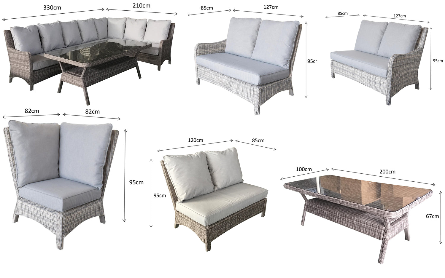 Signature Weave Alexandra Large Corner Dining Set Dimensions-Better Bed Company