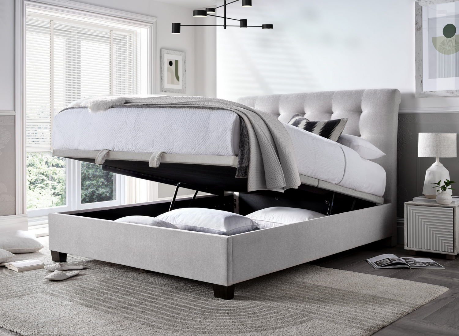 Kaydian Ashbrooke Masket Clay Ottoman Bed-Side Part Open-Better Bed Company
