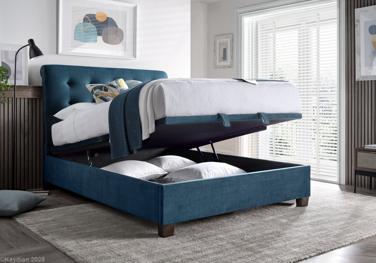 Kaydian Ashgrove Maskat Clay Ottoman Bed-Side Part Open-Better Bed Company