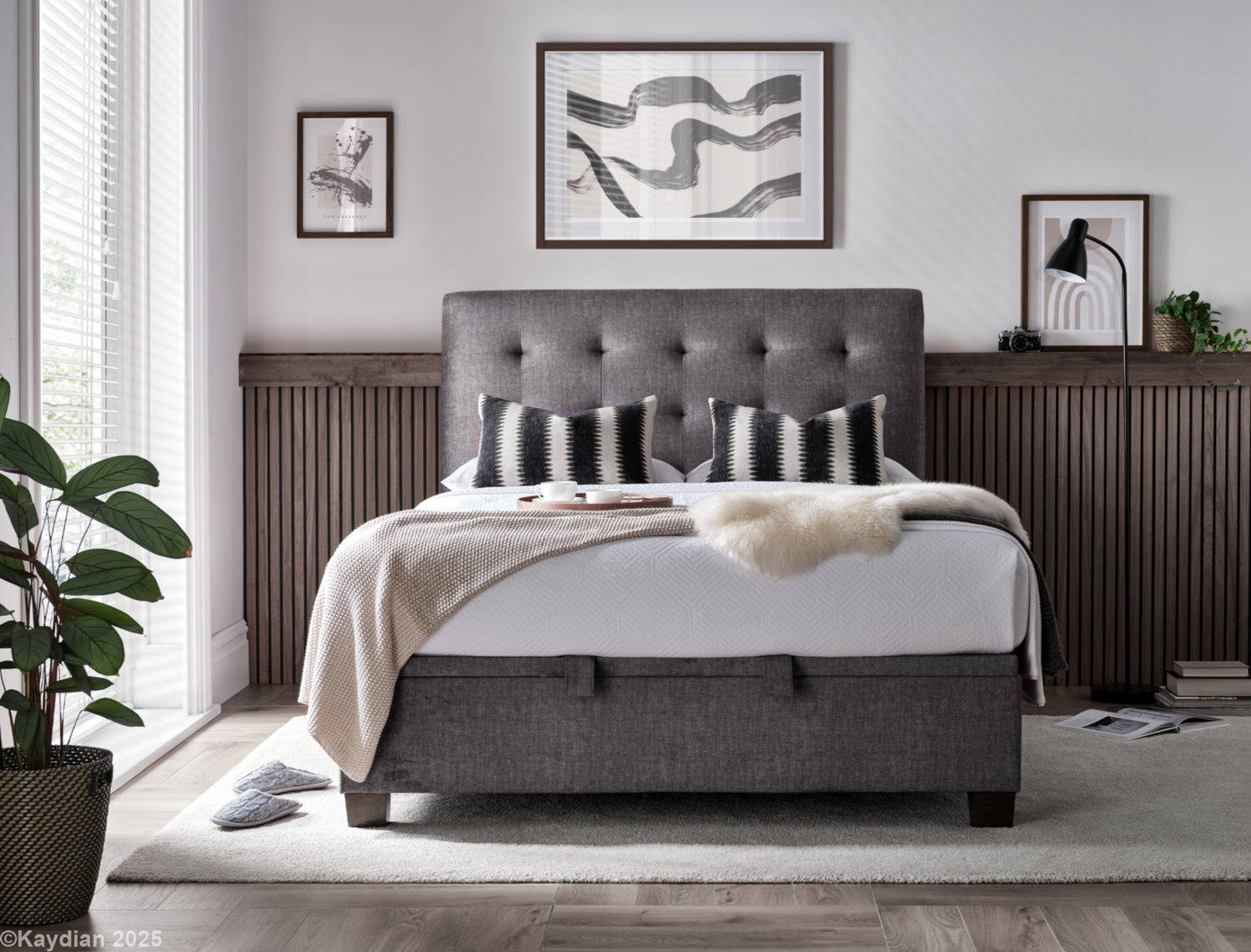 Kaydian Ashbrooke Vogue Grey Ottoman Bed-Better Bed Company