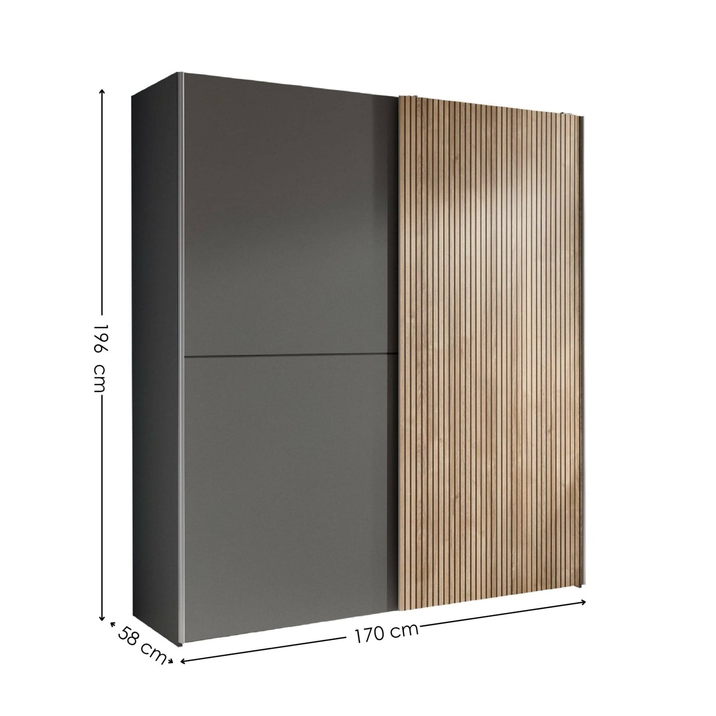 Julian Bowen Berno Sliding 2 Door Wardrobe-Better Bed Company