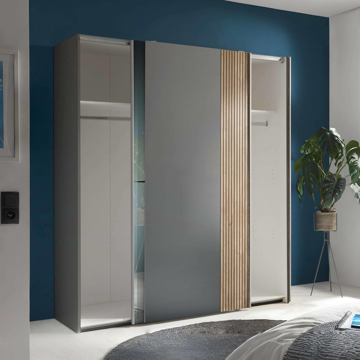 Julian Bowen Berno Sliding 2 Door Wardrobe With Mirror-Better Bed Company