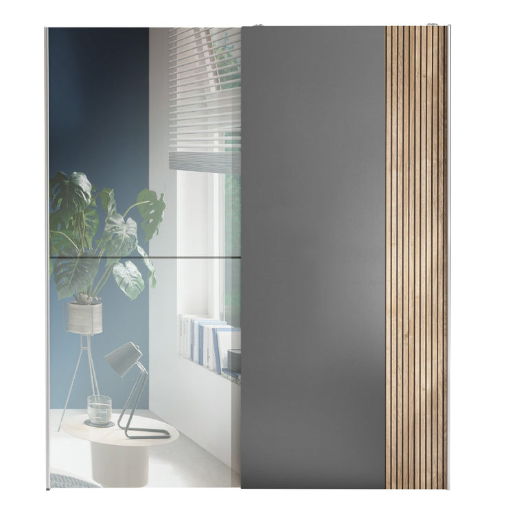 Julian Bowen Berno Sliding 2 Door Wardrobe With Mirror-Better Bed Company