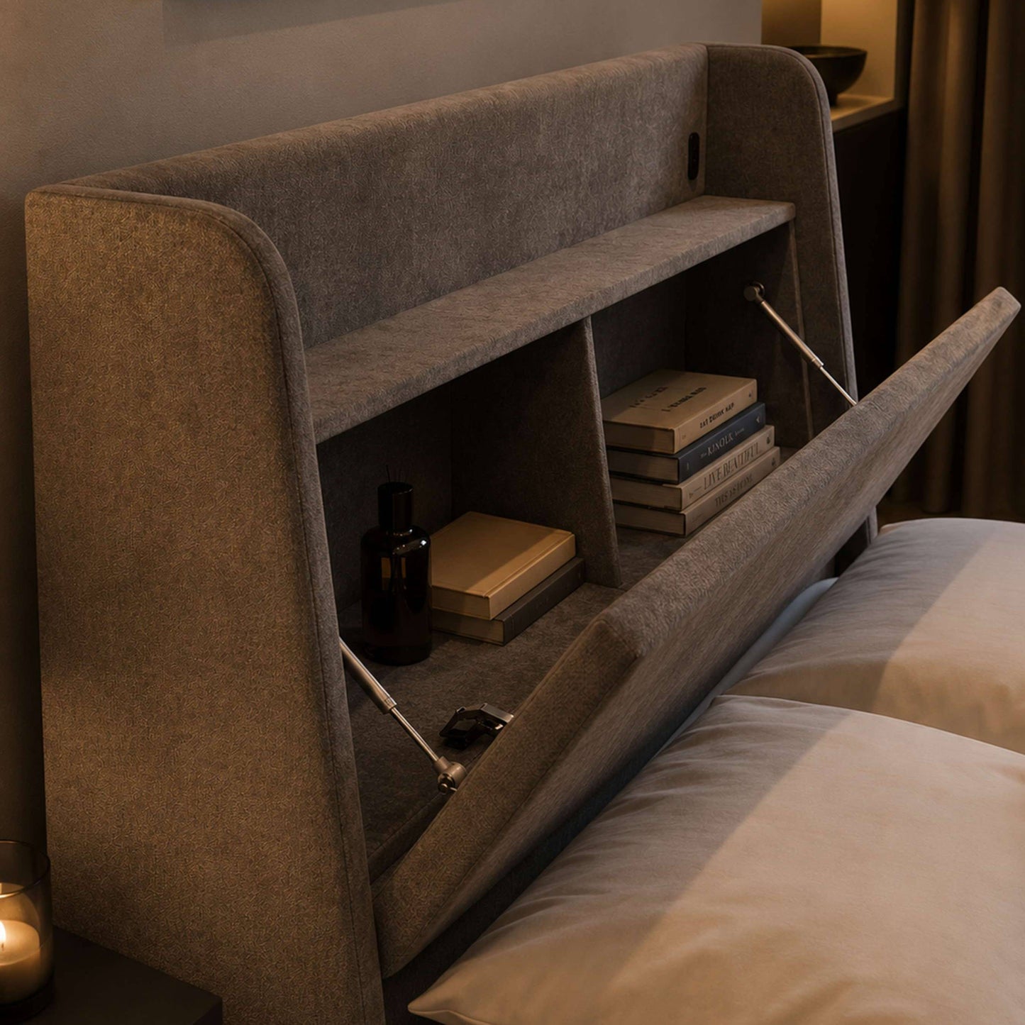 Julian Bowen Blake Ottoman Bed Frame with Storage Headboard and USB Charging-Better Bed Company