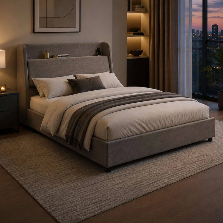 Julian Bowen Blake Ottoman Bed Frame with Storage Headboard and USB Charging-Better Bed Company