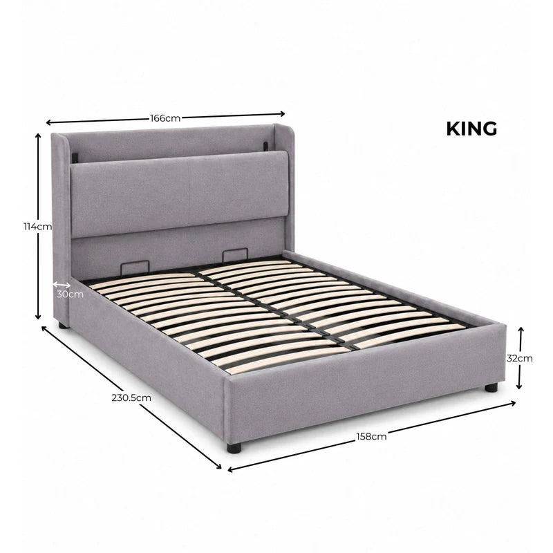 Julian Bowen Blake Ottoman Bed Frame with Storage Headboard and USB Charging-Better Bed Company