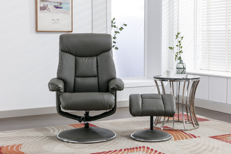 GFA Biarritz Recliner And Foot Stool Cinder Plush-Better Bed Company