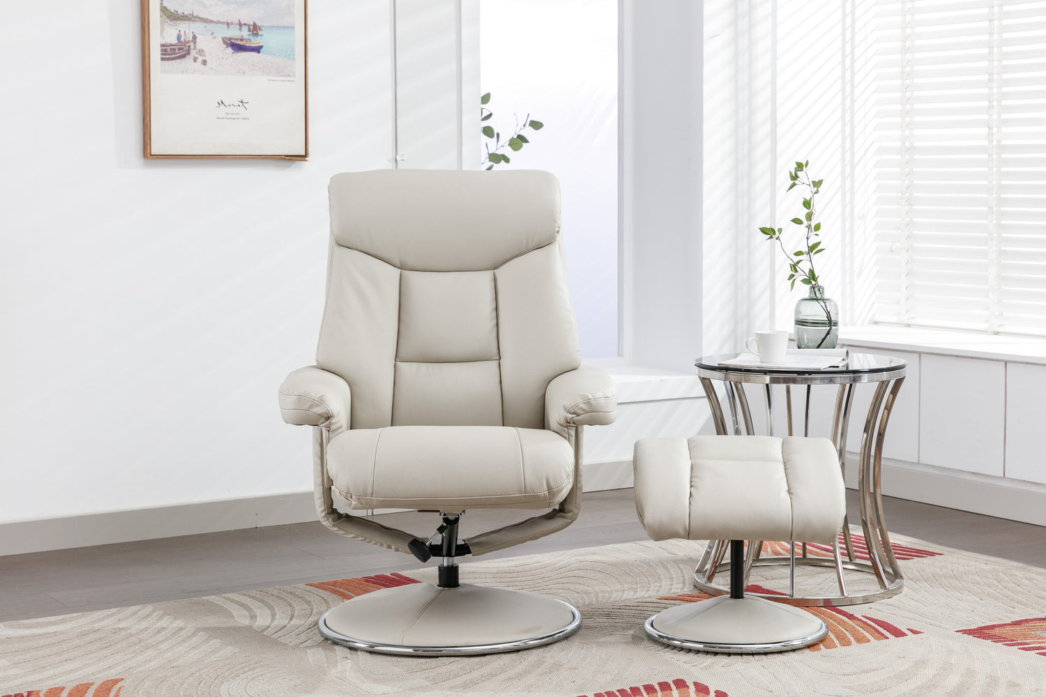 GFA Biarritz Recliner And Foot Stool Mushroom Plush-Better Bed Company