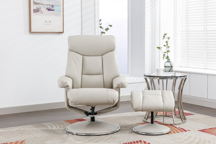 GFA Biarritz Recliner And Foot Stool Mushroom Plush-Better Bed Company