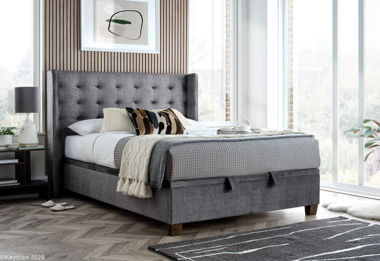 Kaydian Brunton Vogue Grey Ottoman Bed-Better Bed Company