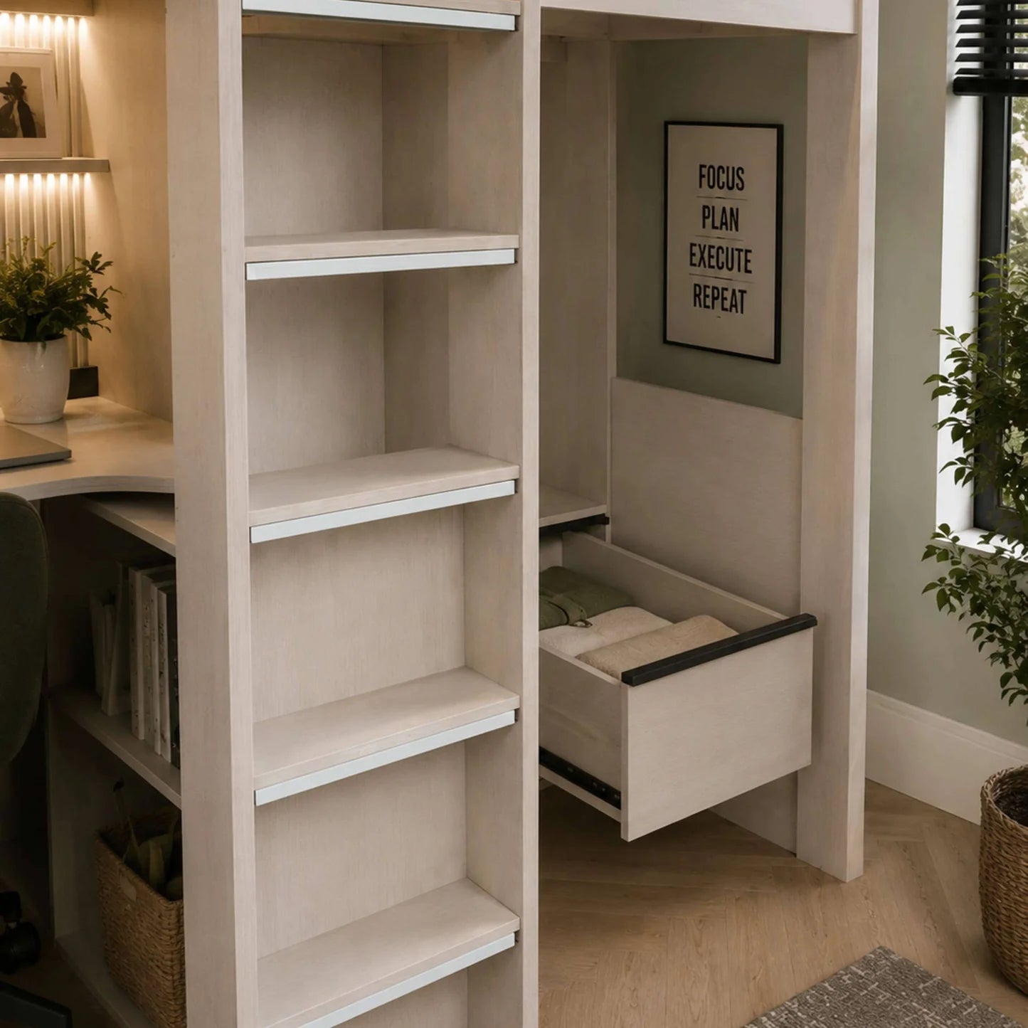 Julian Bowen Celeste Highsleeper With Desk Drawer Open-Better Bed Company