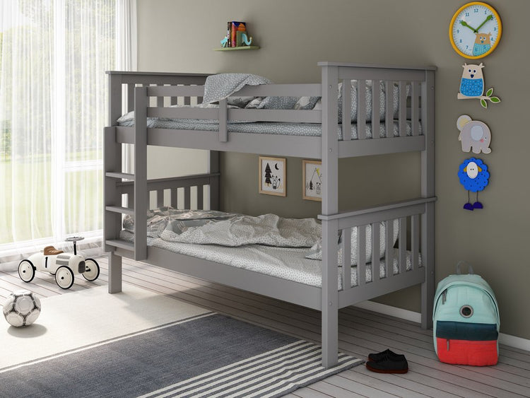 Carra Bunk Bed And 2 Mattress Bundle Grey-Better Bed Company
