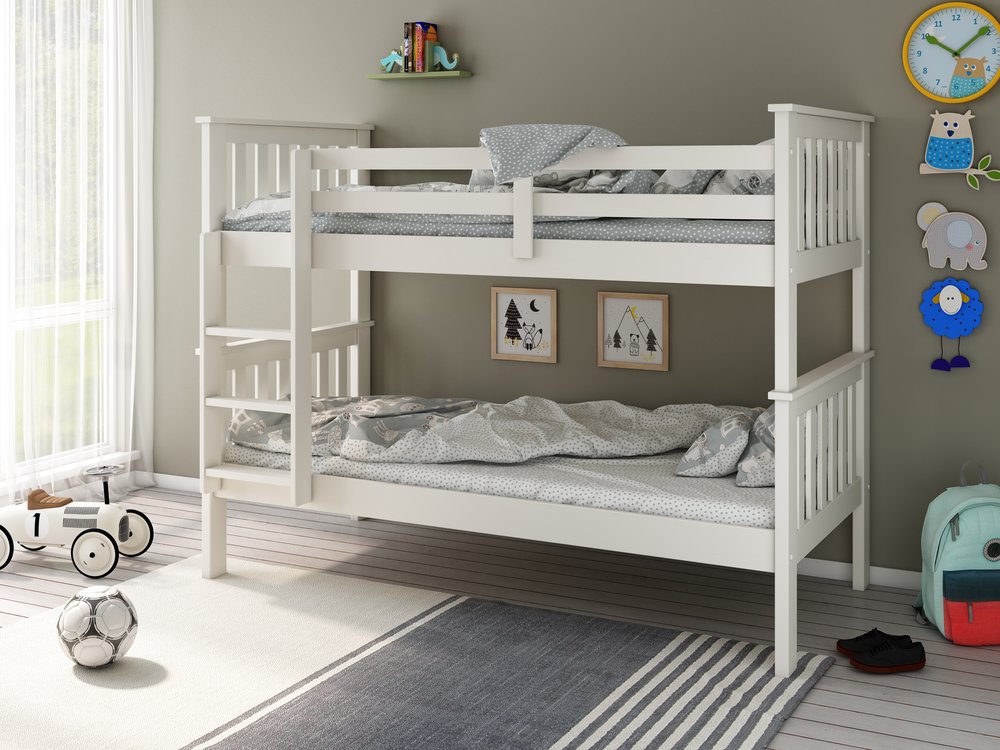 Carra Bunk Bed And 2 Mattress Bundle White In Bedroom-Better Bed Company