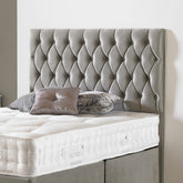 Myer Adams Chesterfield Headboard Silver Plush Velvet-Better Bed Company