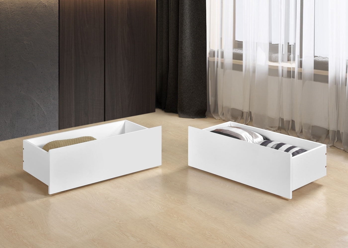 Kelly Triple Wooden Bunk Bed-Drawers-White-Better Bed Company