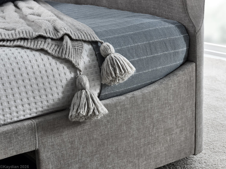 Kaydian Darras Mandarin Light Grey TV Bed with Dolby Atmos System Side Rail Detail-Better Bed Company