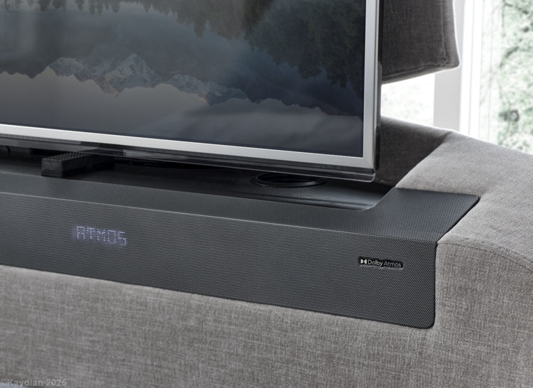 Kaydian Darras Mandarin Light Grey TV Bed with Dolby Atmos System Speaker Detail-Better Bed Company