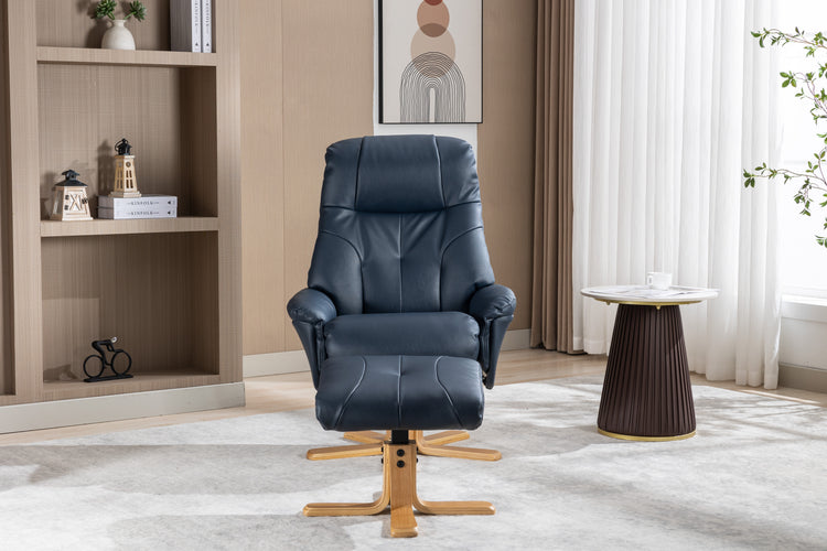 GFA Dubai Recliner And Foot Stool-Navy Plush-Better Bed Company