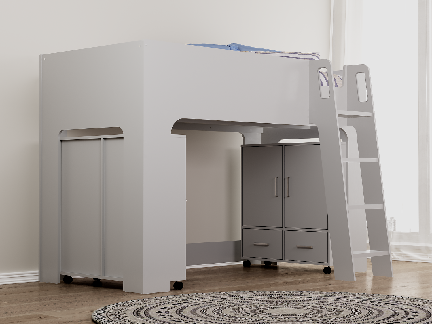 Flintshire Eden Mid Sleeper Grey From Side-Better bed Company